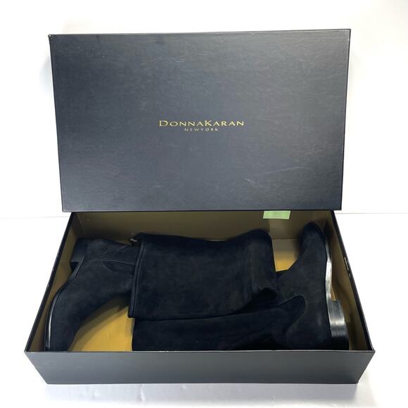 Donna Karan Lyra Black Over-The-Knee/Thigh High Boots Size 8 Goat Leather New - Picture 16 of 16